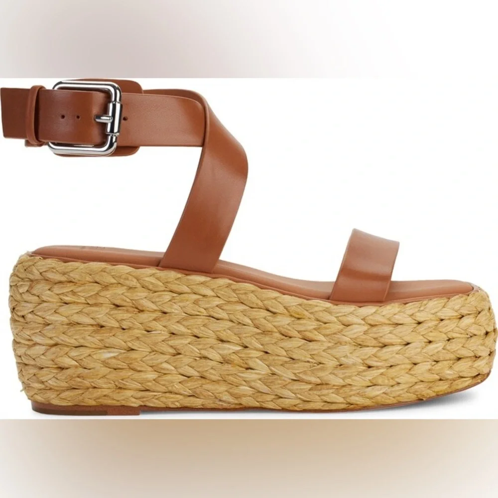 Donna Karan Lolah Ankle Strap Raffia Platform Sandal - Picture 3 of 3